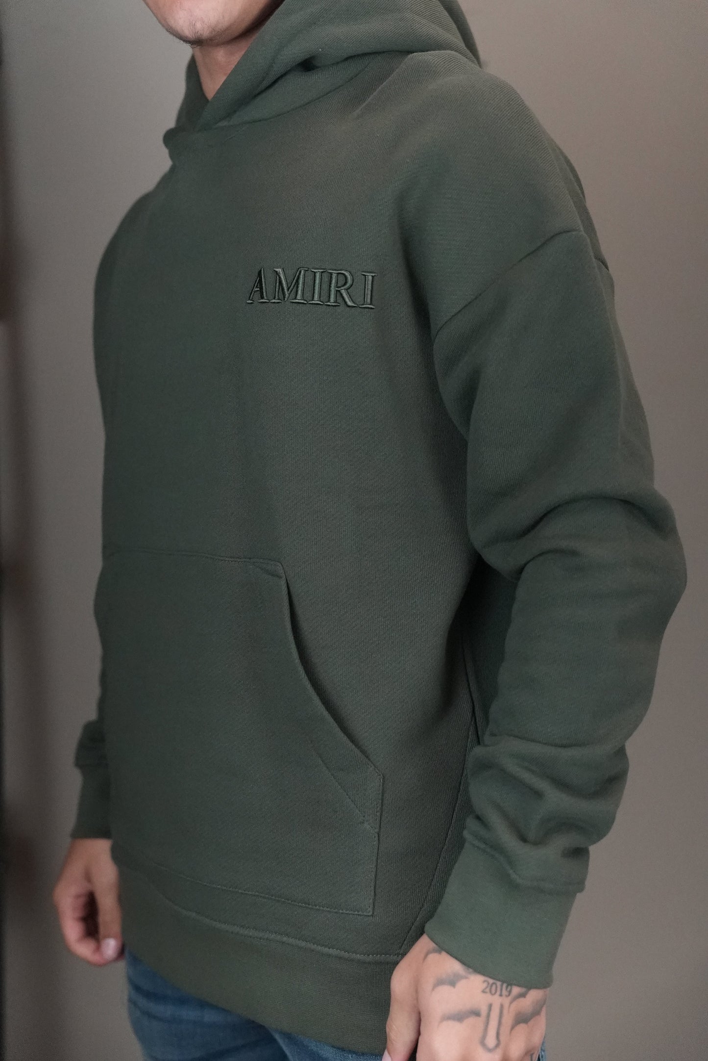 Amiri hoedie donkergroen geborduurd