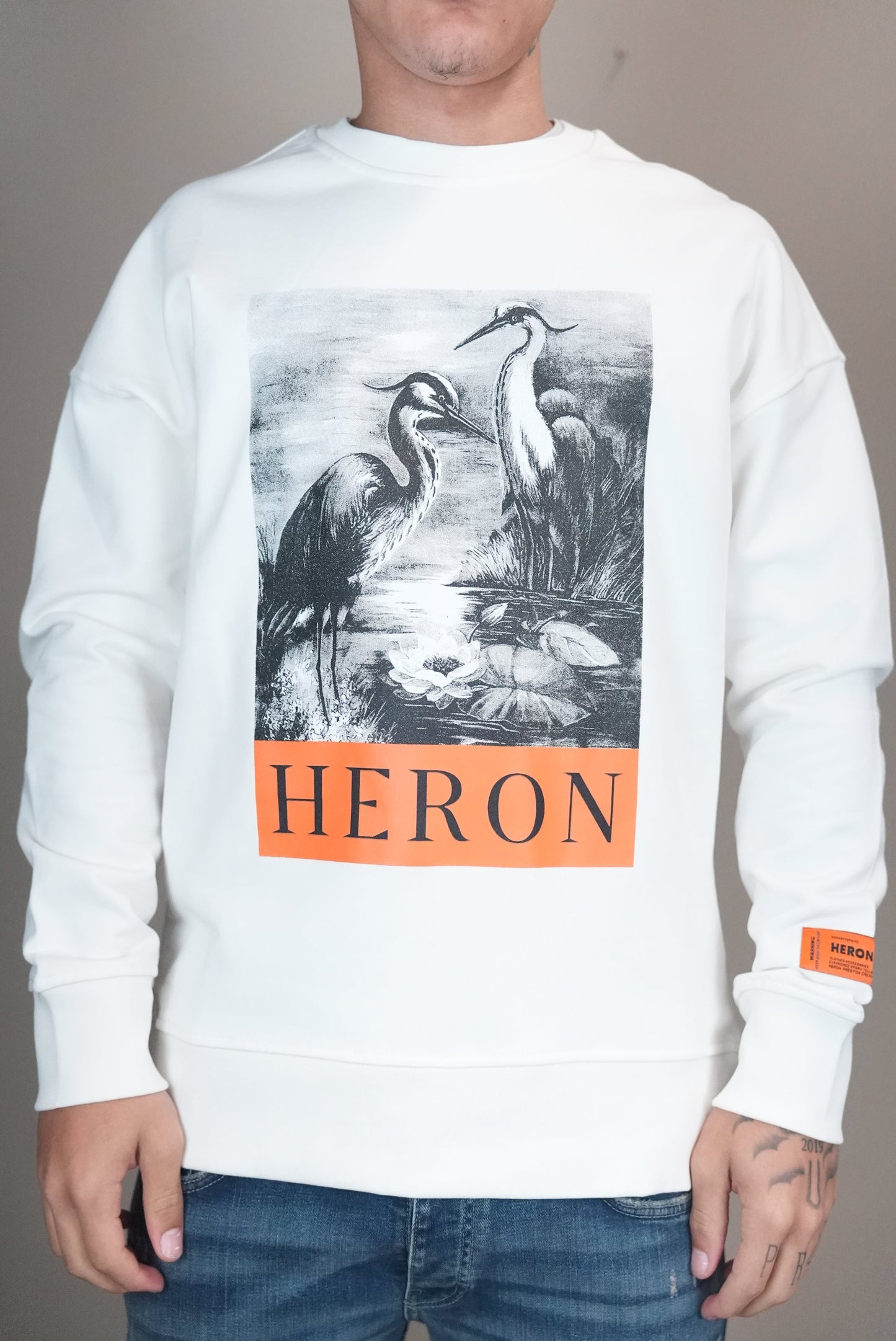Heron preston trui wit bedrukt