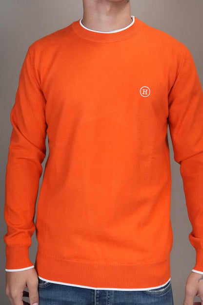 Hermes trui oranje geborduurd