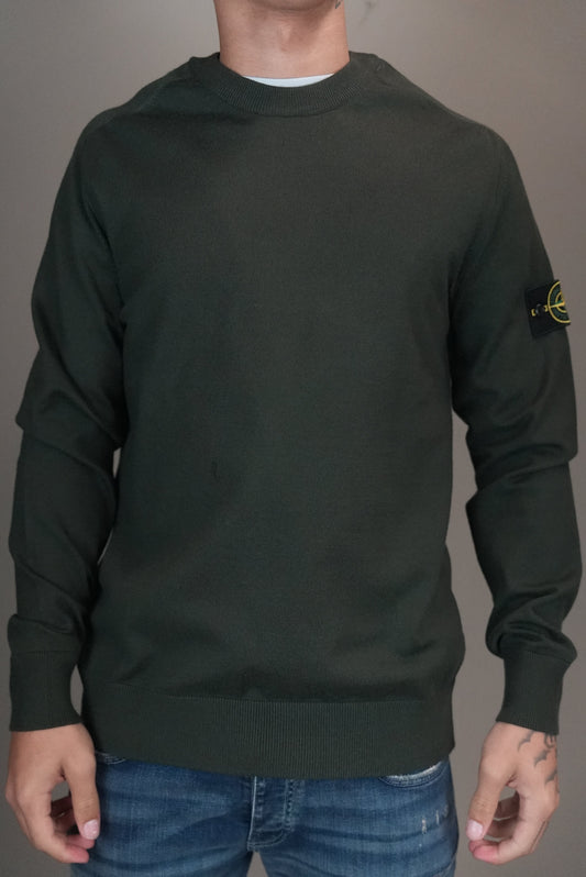 Stone island trui donkergroen logo mouw