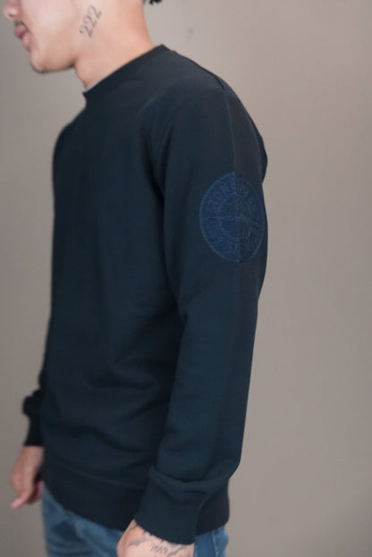 Stone island trui zwart logo bedrukt mouw