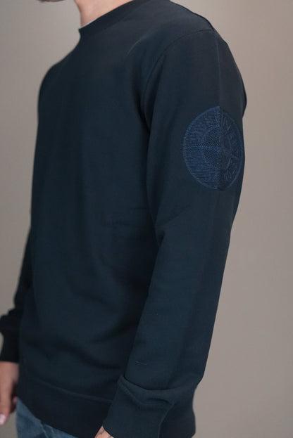 Stone island trui zwart logo bedrukt mouw