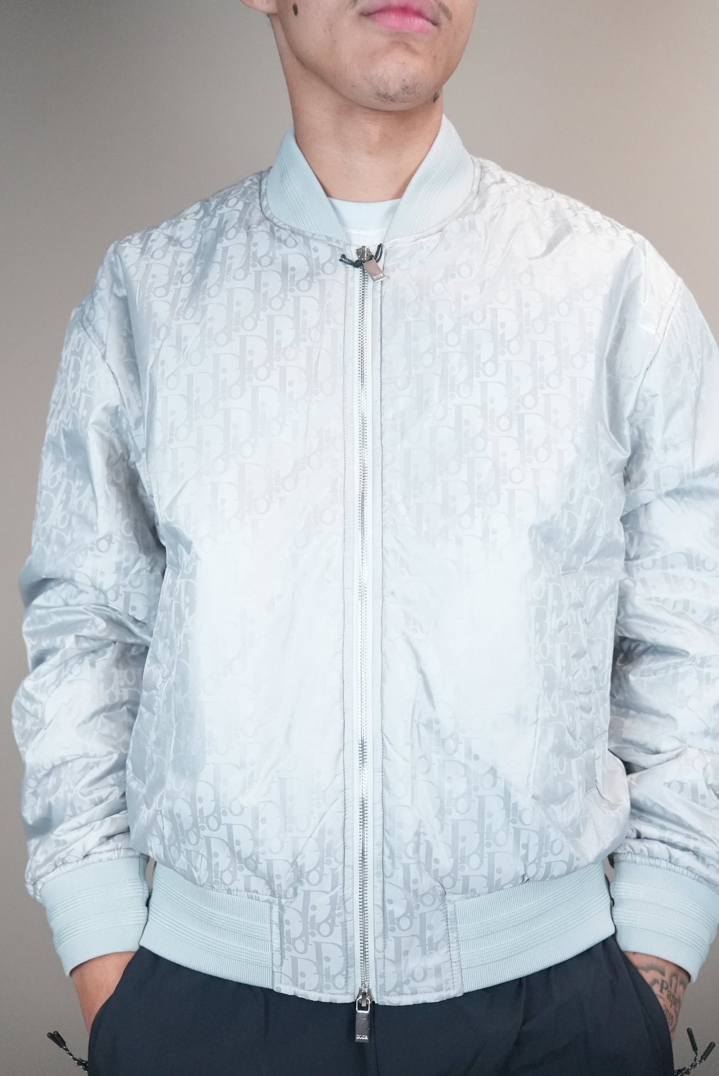 Dior jas monogram grijs