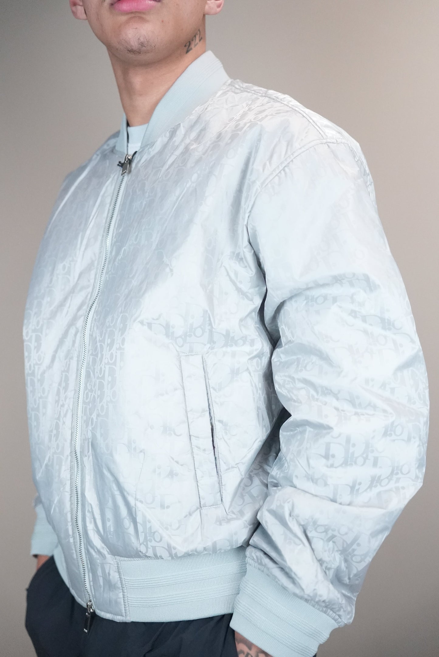 Dior jas monogram grijs