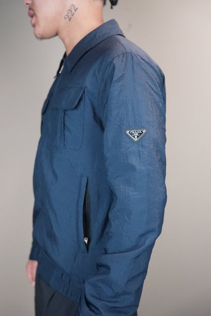 Prada jas donkerblauw vakjes op borst