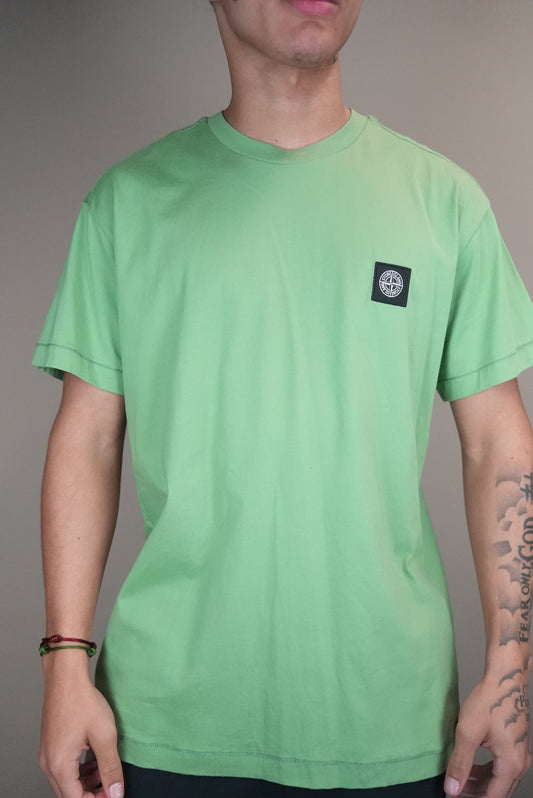Stone island shirt groen logo borst