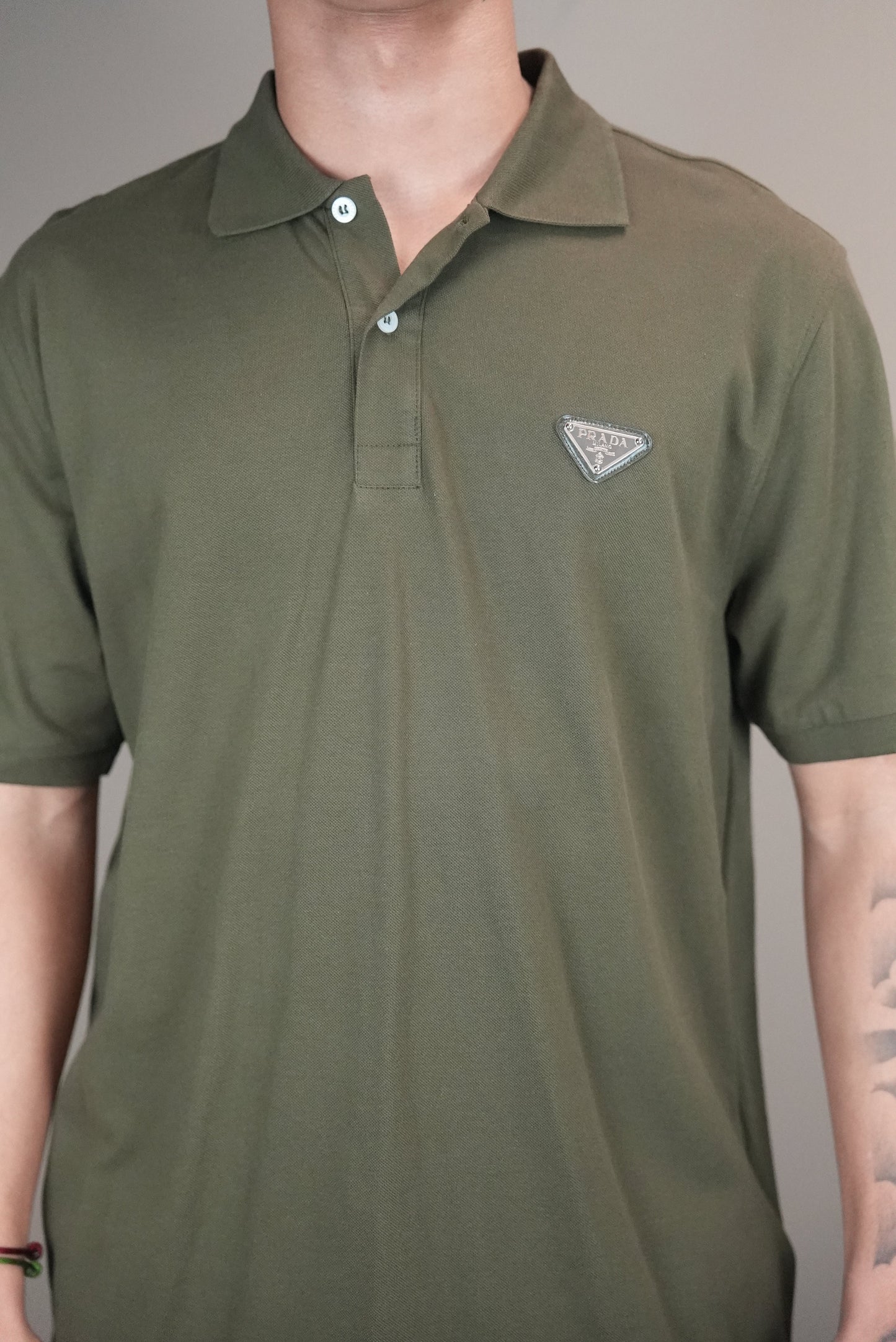 Prada polo donkergroen logo borst