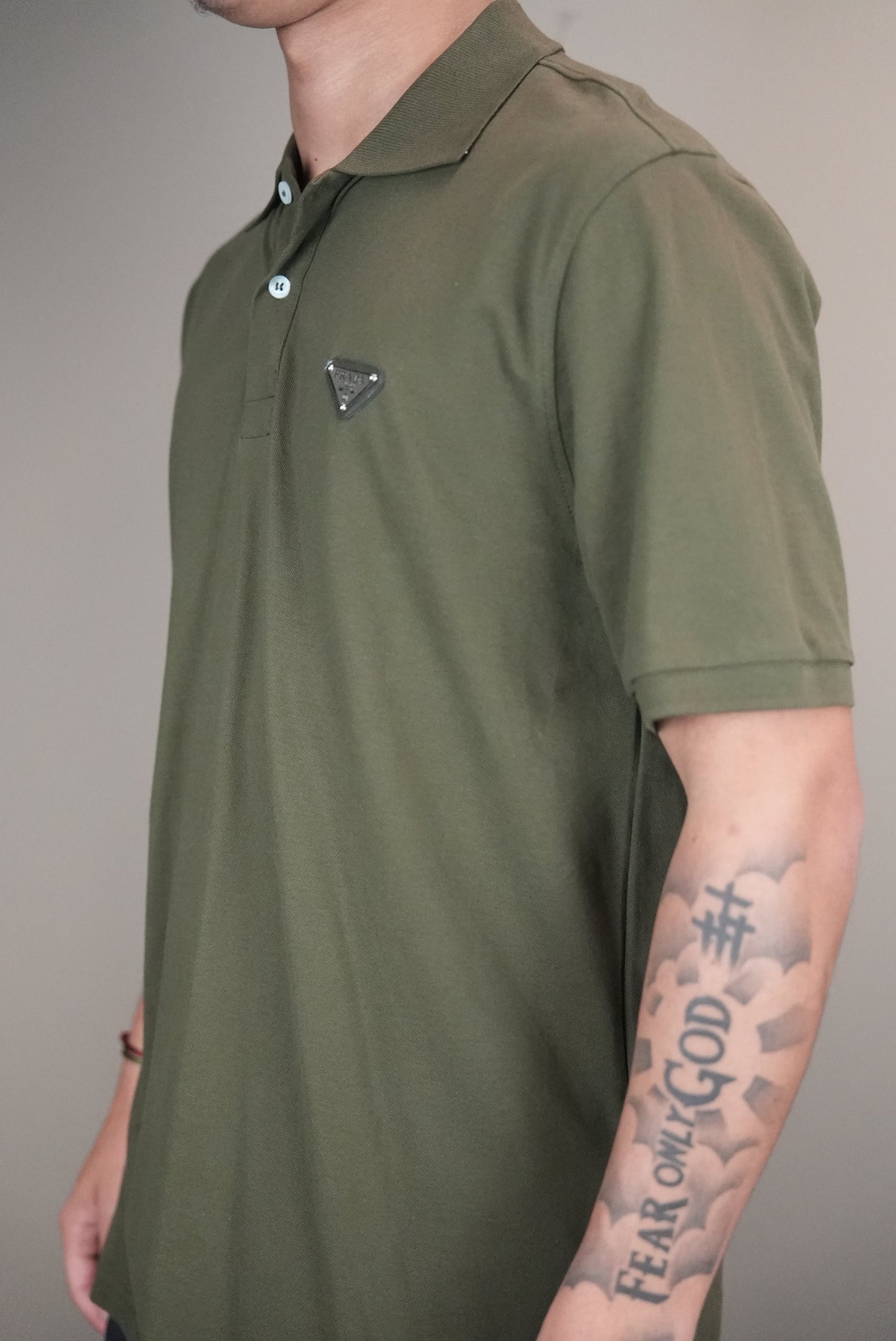 Prada polo donkergroen logo borst