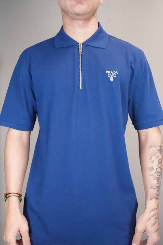 Prada polo met rits donkerblauw