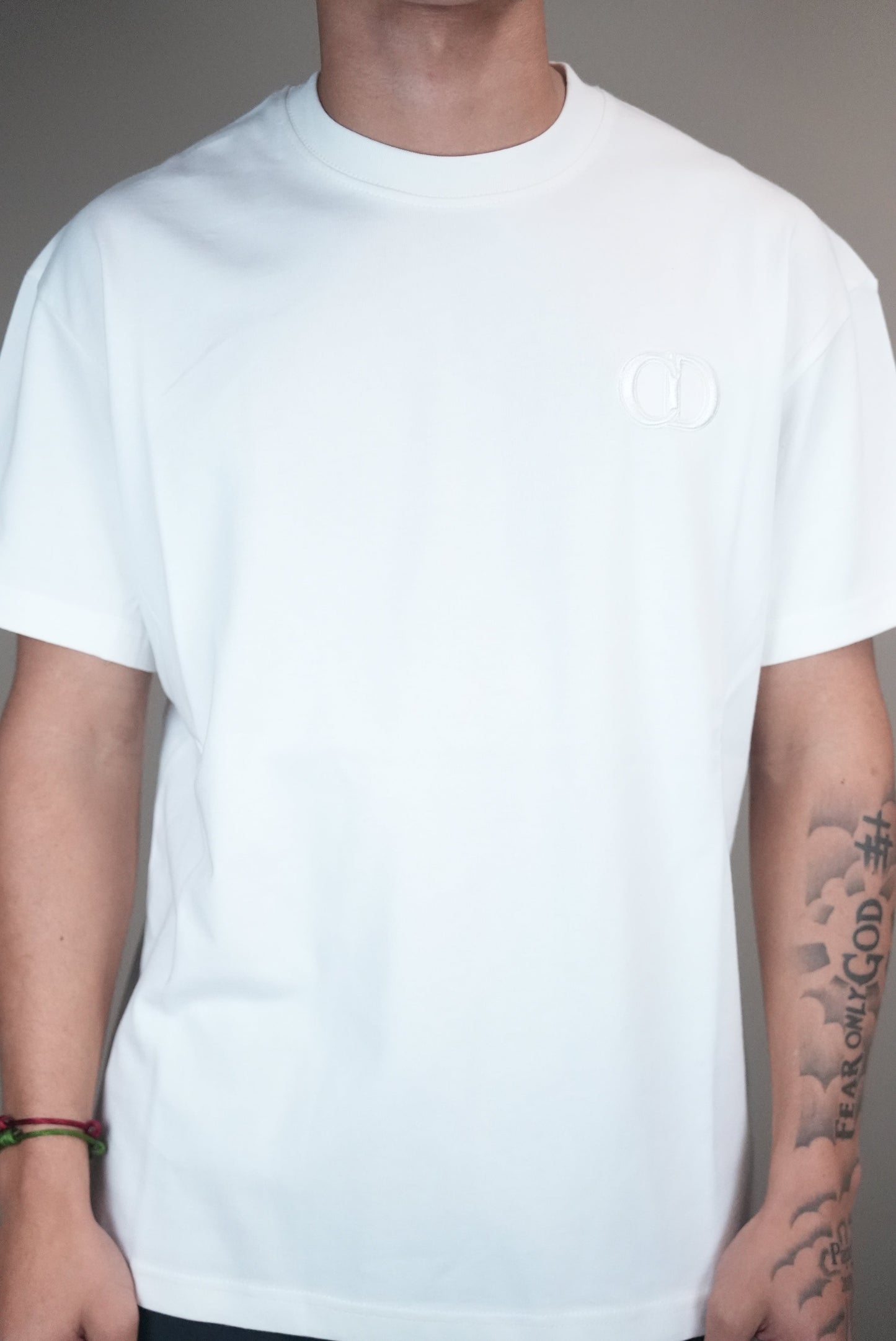 Cristian dior shirt wit logo op borst wit