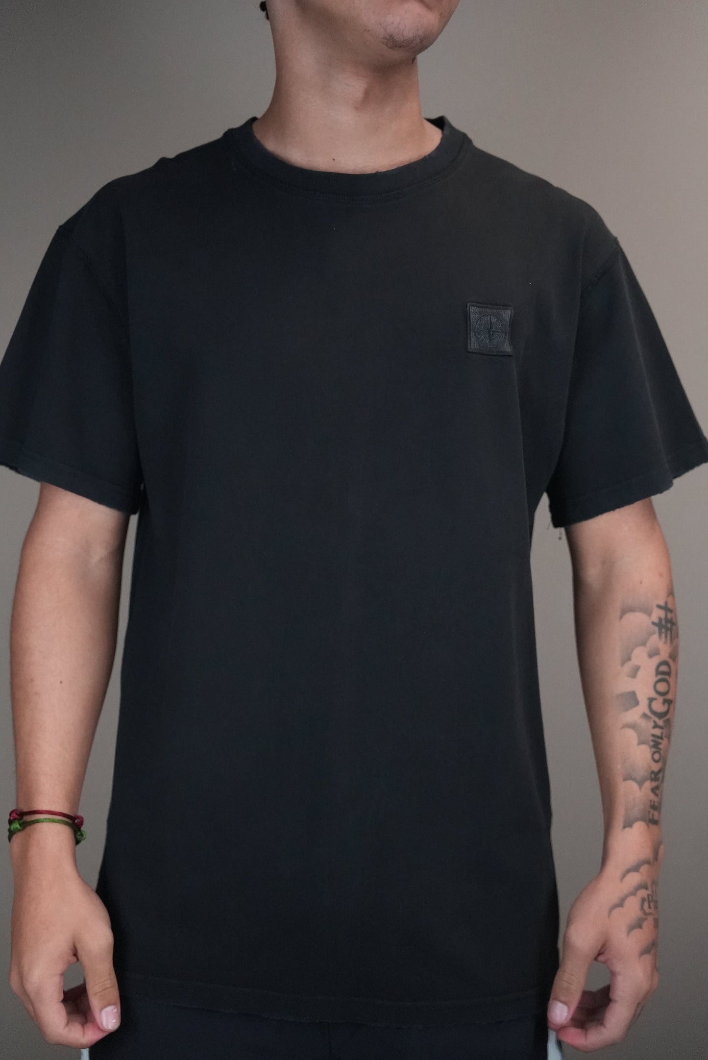 Stone island shirt zwart logo op borst