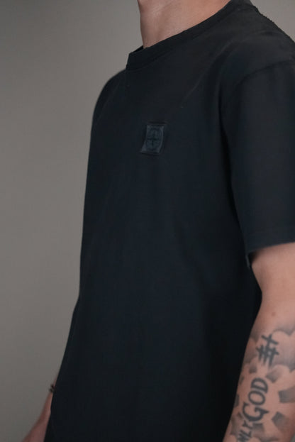 Stone island shirt zwart logo op borst