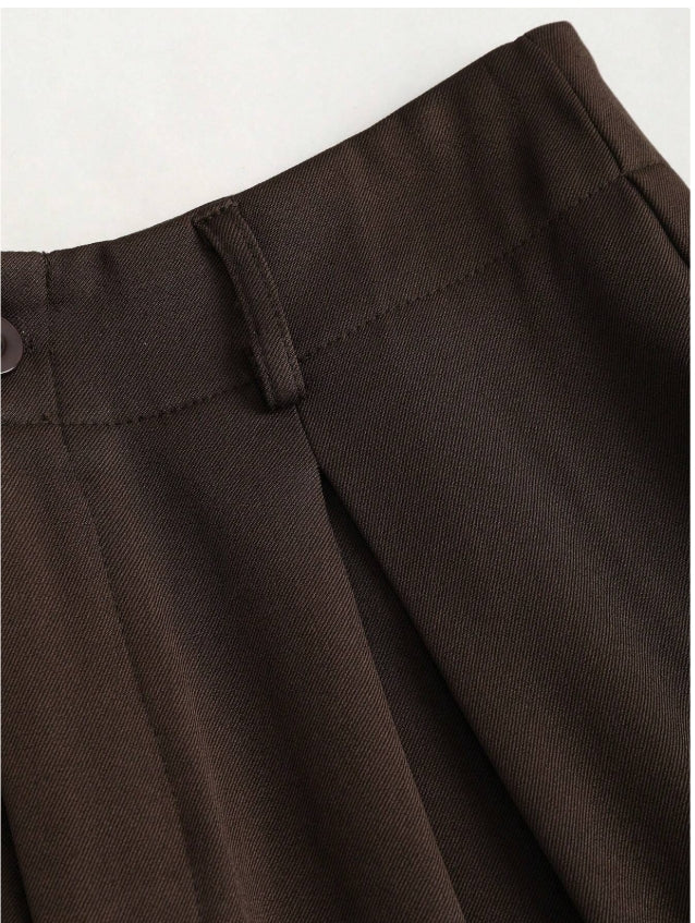 Elegant Wide-Leg Bukser – Tidløs Komfort i Mørk Brun