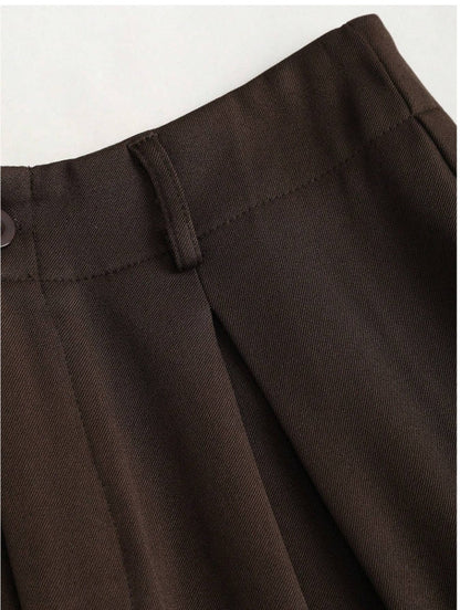 Elegant Wide-Leg Bukser – Tidløs Komfort i Mørk Brun