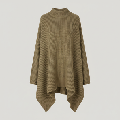 Oversize Asymmetrisk V-Striktrøje – Khaki Chic